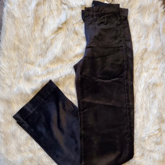 7 For All Mankind Black Velvet Wide Leg Trouser Jeans New - Picture 1 of 9